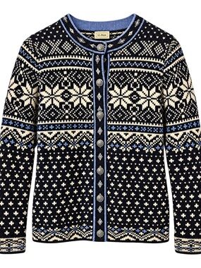 Vintage L.L. Bean Lambs Wool Fair Isle Cardigan